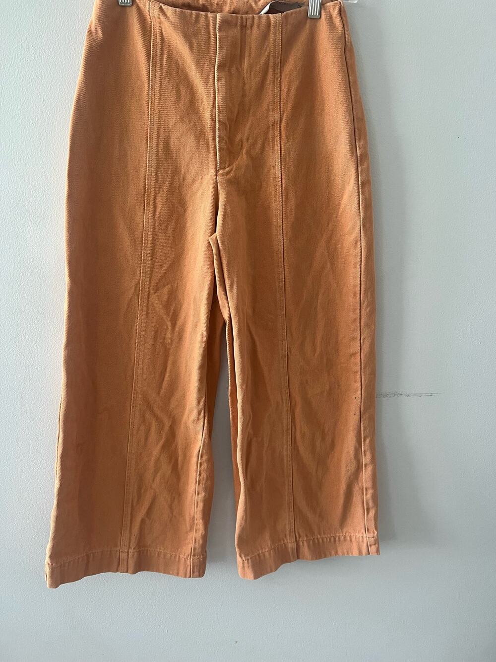 ASOS Pants Women's 26 Camel Wide Leg Crop Cotton Denim Fall Neutral Indie